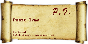 Peszt Irma névjegykártya